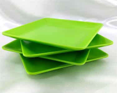 Lime Green Melamine Appetizer Trays Set of 4 - 6" Square