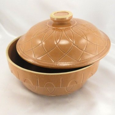 Watt Pottery Ovenware 8 Glazed Redware Crock Bean Pot w/ Lid ~ Made in the USA