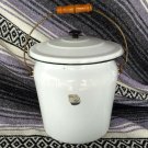 US Stamping Vintage Enamel Chamber Pot Slop Bucket 2 Gallon White w/ Black Trim