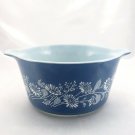 Pyrex 473 Colonial Mist Serving Bowl 1qt Blue Daisy Casserole Dish Made in USA