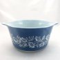 Pyrex 473 Colonial Mist Serving Bowl 1qt Blue Daisy Casserole Dish Made in USA
