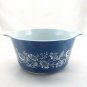 Pyrex 473 Colonial Mist Serving Bowl 1qt Blue Daisy Casserole Dish Made in USA