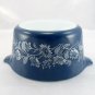 Pyrex 473 Colonial Mist Serving Bowl 1qt Blue Daisy Casserole Dish Made in USA