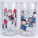 Peanuts Characters Charlie Brown Kite Flying Lucy Swinging Vintage Jelly Glasses