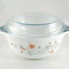 Pyrex England Emily Dish 6½" Spring Garden Vintage 1986 w/ Blue Tint 10C Lid