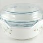 Pyrex England Emily Dish 6&Acirc;&frac12;" Spring Garden Vintage 1986 w/ Blue Tint 10C Lid