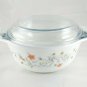 Pyrex England Emily Dish 6&Acirc;&frac12;" Spring Garden Vintage 1986 w/ Blue Tint 10C Lid
