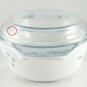 Pyrex England Emily Dish 6&Acirc;&frac12;" Spring Garden Vintage 1986 w/ Blue Tint 10C Lid