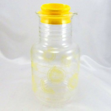 Pyrex 7520 Carafe Yellow Sliced Lemons Vintage 2qt Pitcher & Lid ~ Made in USA