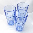 Libbey Aqua Blue Tumblers 8 Panel Vintage Heavy Glasses ~ Set of 3
