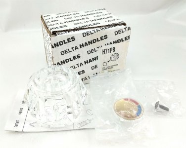 Delta H71PB Faucet Handle Large Clear w/ Center Accent & Instructions ~ NOS