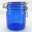 Cobalt Blue 12 Panel Glass Canister Wire Bail Closure with NEW SILICONE GASKET