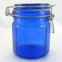 Cobalt Blue 12 Panel Glass Canister Wire Bail Closure with NEW SILICONE GASKET