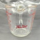 Fire-King 496 Vintage Red Letter Measuring Cup Open Typeface ~ Made in USA