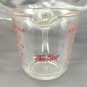 Fire-King 496 Vintage Red Letter Measuring Cup Open Typeface ~ Made in USA