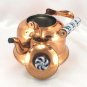 Benjamin & Medwin Solid Copper Kettle Teapot w/ Dutch Delft Style Handle & Knob