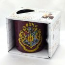Harry Potter Hogwarts School Mug Maroon w/ Gold Tone Flecked Crests of Houses
