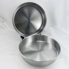 Vintage Stainless Steel Cake Pans Round 8" x 1-1/2" Stamped w/ Rolled Edges