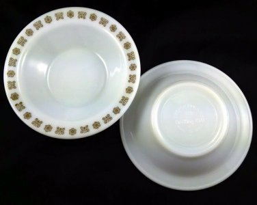 Fire King 350 Vintage Restaurant Ware Copper Butterfly Dessert Bowls - Set of 2