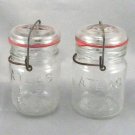 ATLAS E-Z Seal Wire Bail Embossed Jar Half Quart w/ NEW Red Rubber Gasket
