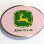John Deere Pink Belt Buckle Green Yellow Logo Enamel ~ New Old Stock