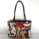 Frankie & Johnnie Beaded Sequin Canvas Vinyl Vacation FUN CITY Shoulder Bag