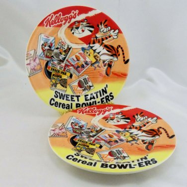 Kelloggs Tony the Tiger Bowling 8" Ceramic Plates Other Cereal Box Characters