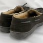 CHAPS Suede Leather Moccasin Slippers Brown w/ Faux Fur Lining Size L (9.5-10.5)