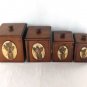 Vintage Wooden Canisters /w Decorative Front Carved Kitchen Utensils ~ Set of 4