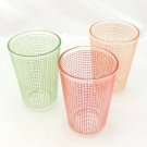 Vintage Check Juice Glasses 6oz Green Red Orange