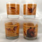 Wildlife Lowball Rocks Tumblers Hunting Scenes Heavy Base Glasses ~ Set of 4