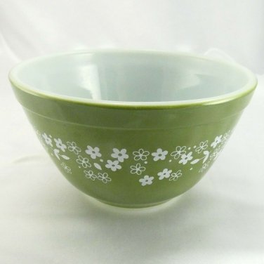 Pyrex 401 Avocado Bowl Spring Blossom Vintage 1.5 Pt Serving ~ Made in the USA