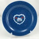 Enamelware Cobalt Blue Heart Home & Garden Graniteware Plate Plaque 10"