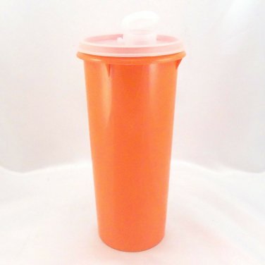 Tupperware 262 Orange Pitcher Tumbler & Sheer Tupper Seal 603 Lid w/ Flip Top