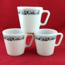 Pyrex 1410 Coffee Cups Vintage Old Town Blue ~ Set of 3 ~ Made in the USA