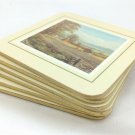 Vintage Cork Back Country Coasters Gilt Edge 4" x 4" Rural Scenes ~ Set of 6