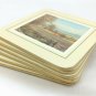 Vintage Cork Back Country Coasters Gilt Edge 4" x 4" Rural Scenes ~ Set of 6
