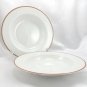 Dansk Tapestries DAMASK Twill Rim Red & Rose Lined Edge 9" Soup Bowls ~ Set of 2