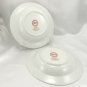 Dansk Tapestries DAMASK Twill Rim Red & Rose Lined Edge 9" Soup Bowls ~ Set of 2