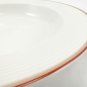 Dansk Tapestries DAMASK Twill Rim Red & Rose Lined Edge 9" Soup Bowls ~ Set of 2