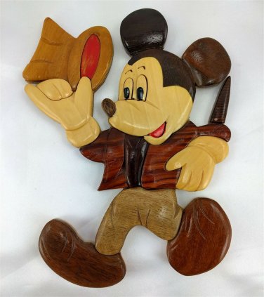 Mickey Mouse Tipping His Top Hat Wooden Plaque Wall Hanging