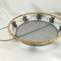 Deep Dish Pie Basket Carrier Metal Maple Leaves & Rattan 10" x 2"