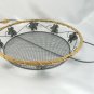 Deep Dish Pie Basket Carrier Metal Maple Leaves & Rattan 10" x 2"