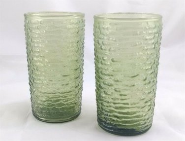 Soreno Pattern Avocado Green Textured 10 oz Glasses - Set of 2