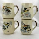 Vintage Waterfowl & Chicks Stoneware Potbelly Mugs 10oz ~ Set of 4 Made in Korea