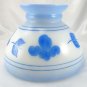 Hand Painted Blue Flowers on Milk Glass Lamp Shade w/ Stripes & Bottom Fade