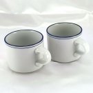 Dansk International Coffee Mugs Double Blue Stripe Porcelain 10oz ~ Set of 2