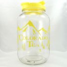 COLORADO TEA Glass Jar Vintage Yellow Gallon w/ Flip Top Pour Spout