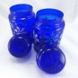 LIBBEY Keepsake Gift Jars Cobalt Blue Glass White & Aqua Snowflakes 7" w/ Lid