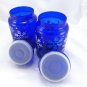 LIBBEY Keepsake Gift Jars Cobalt Blue Glass White & Aqua Snowflakes 7" w/ Lid